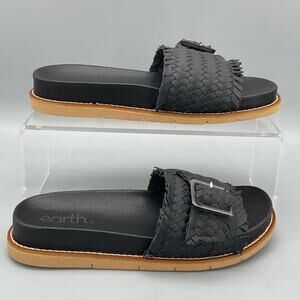 NEW earth Women’s Fontane Woven Flat Sandals Black Size 7.5M